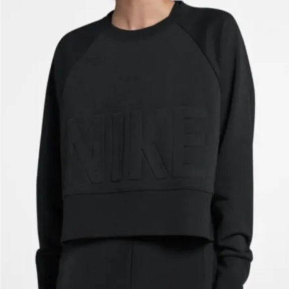 Nike Black Versa Crewneck Sweatshirt Oversized W/Side Slits Size Large - Picture 1 of 10